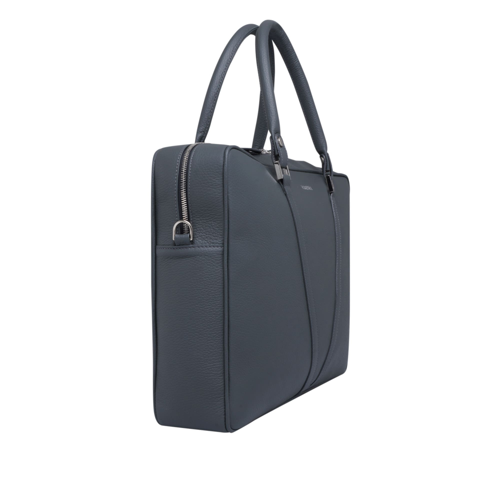 Briefcase made of smooth calfskin grey